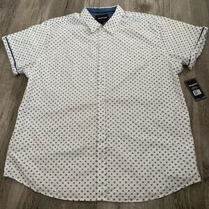 Aeropostale Shirt Mens 4XL All Over Print White Blue Crest Short Sleeve NEW